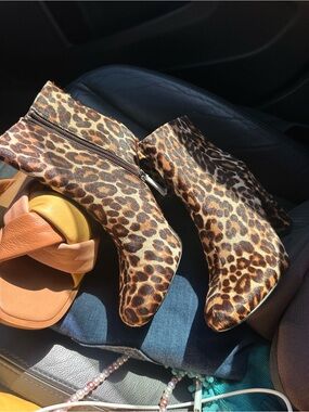 Charles David Leopard-Print Ankle Boots - Brown & Tan